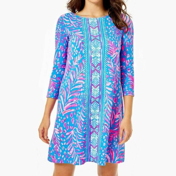 Lilly Pulitzer OPHELIA swing dress size medium 3/4 sleeves tropical resort wear - Picture 2 of 13